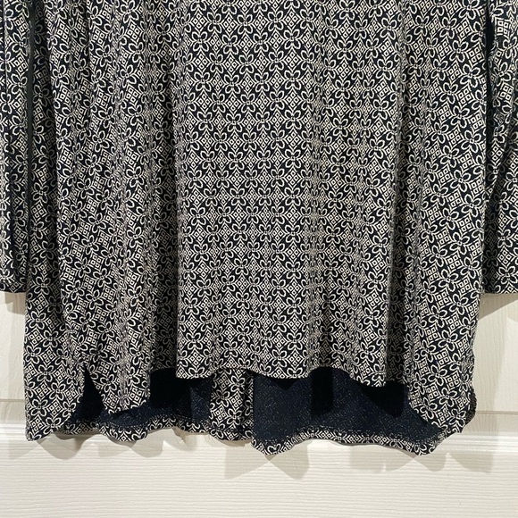 J Jill Scoop Neck Blouse Minimal Coastal Office Comfort Petite Large Navy White - Picture 8 of 11